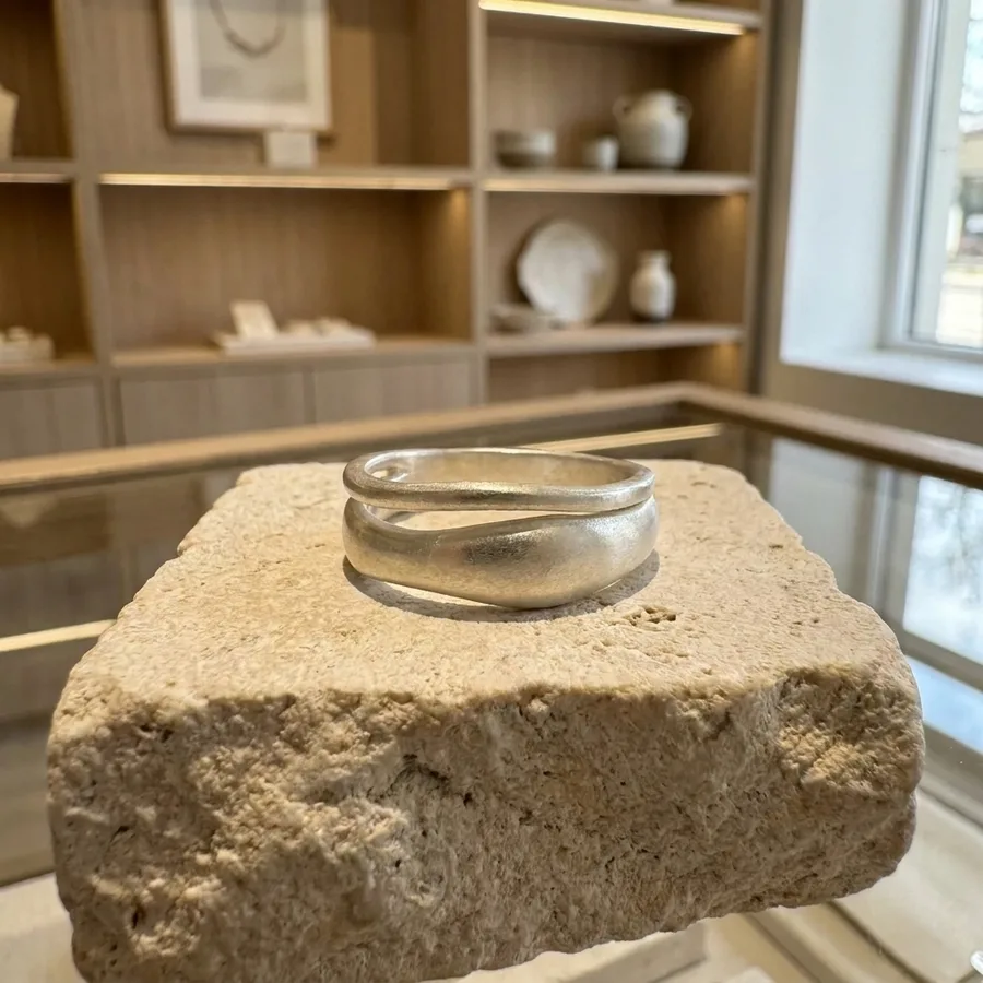 Minimalist Double-Layer Hand-Forged Sterling Silver Ring — use scene