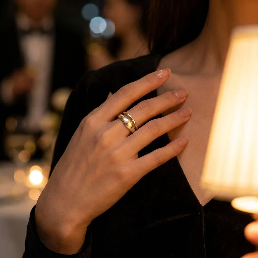 Minimalist Double-Layer Hand-Forged Sterling Silver Ring — use scene