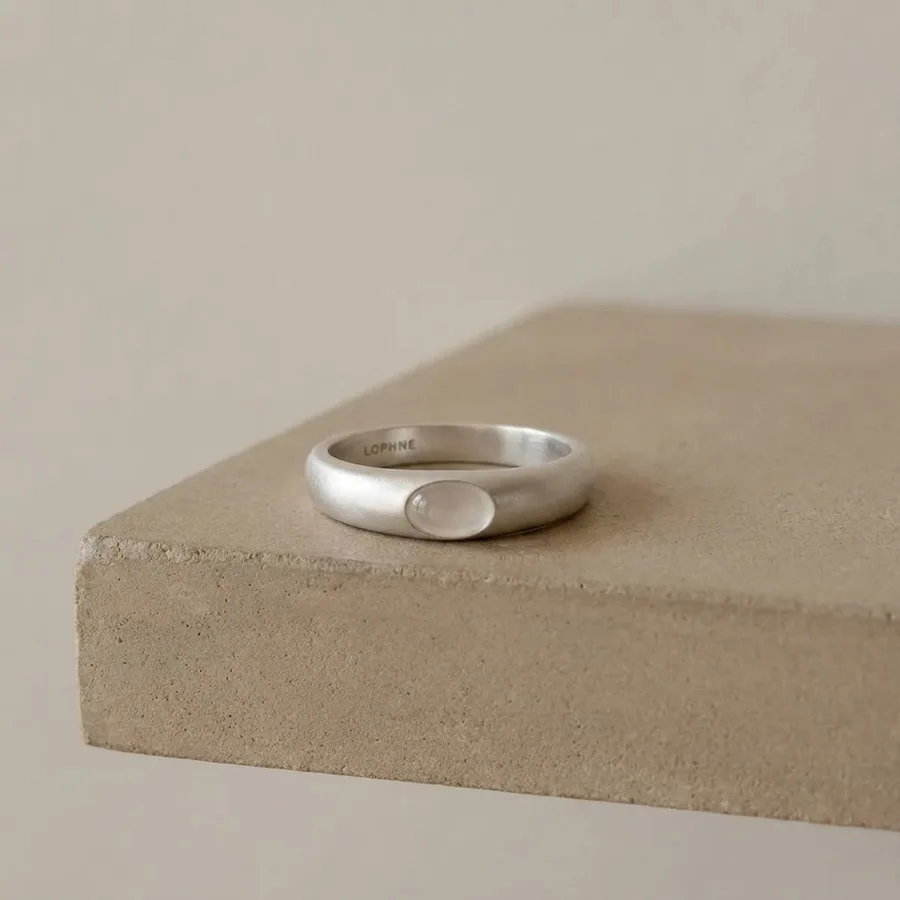White Agate Sterling Silver Minimalist Ring — use scene