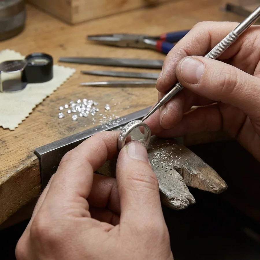 Vintage-Style Moissanite Sterling Silver Ring — process image