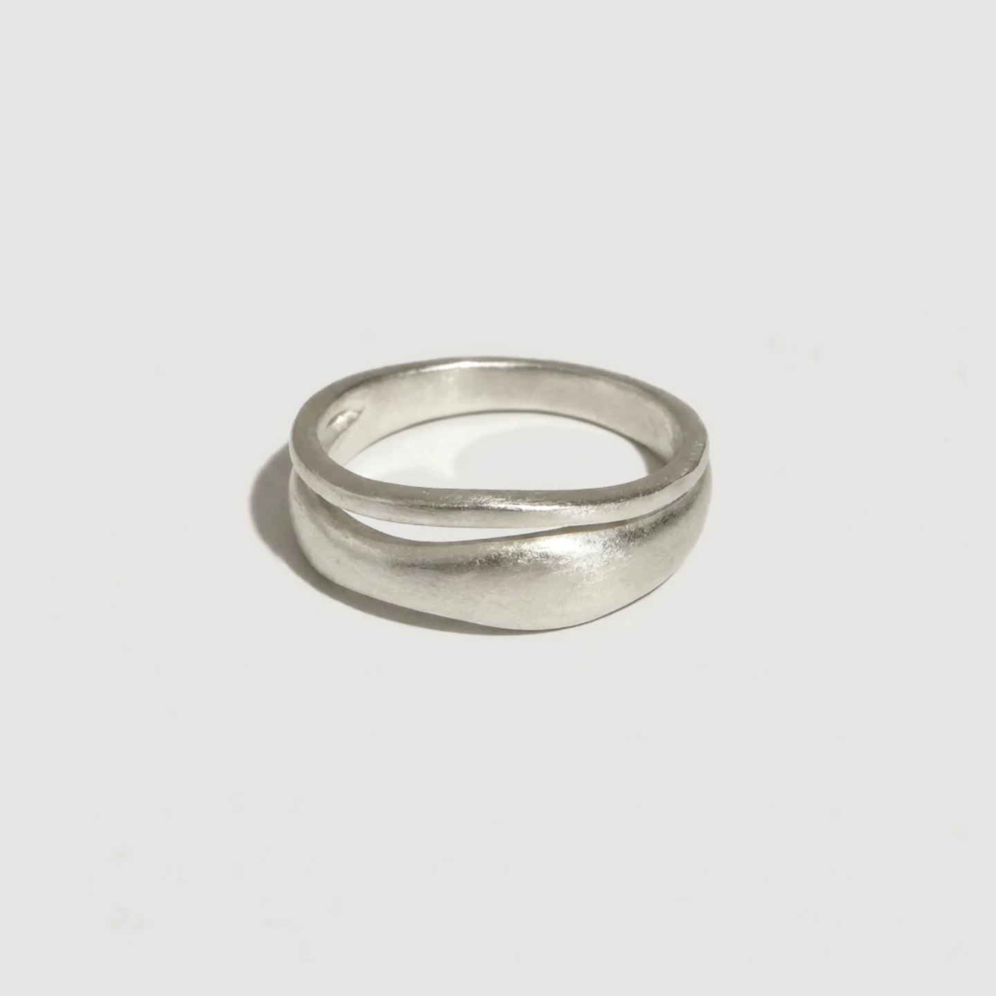 Minimalist Double-Layer Hand-Forged Sterling Silver Ring — original detail