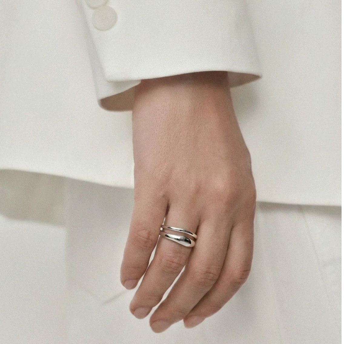 Minimalist Double-Layer Hand-Forged Sterling Silver Ring — original scene