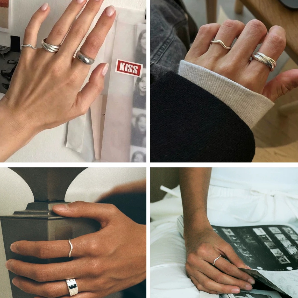 Handcrafted Wave Band Silver Ring — original scene
