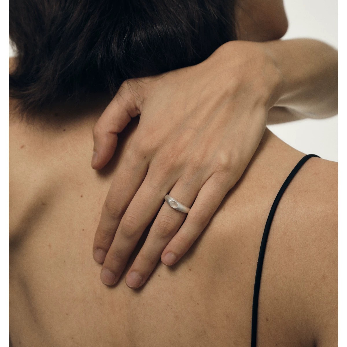 White Agate Sterling Silver Minimalist Ring — original scene