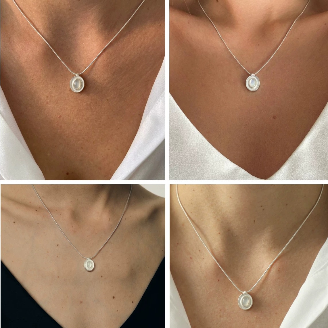 White Agate Sterling Silver Necklace — original scale