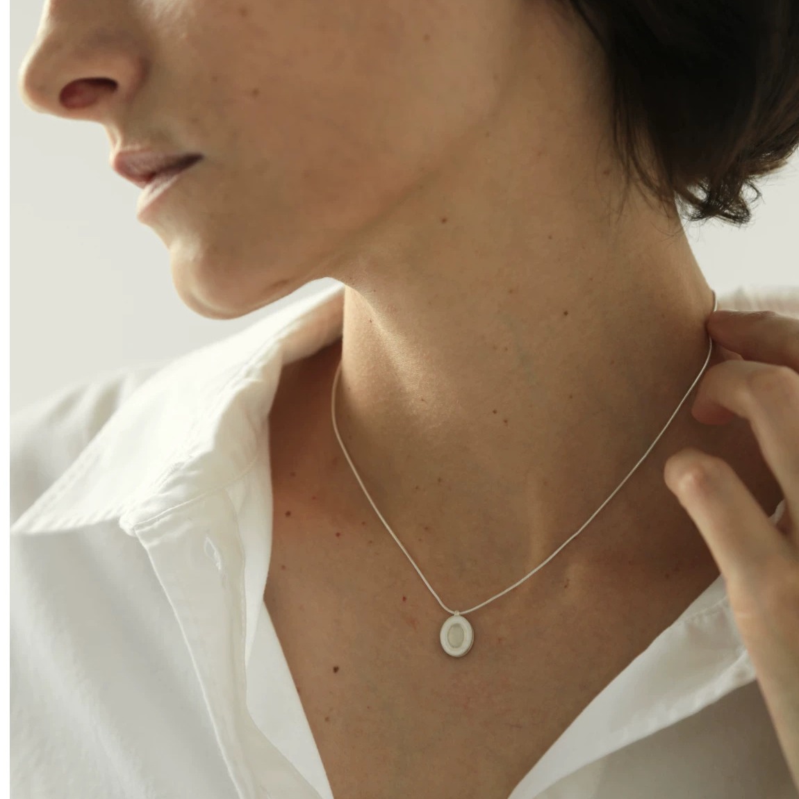 White Agate Sterling Silver Necklace — original scene