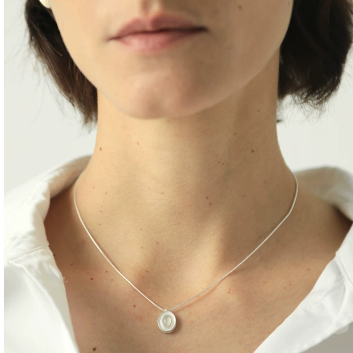 White Agate Sterling Silver Necklace — original scene