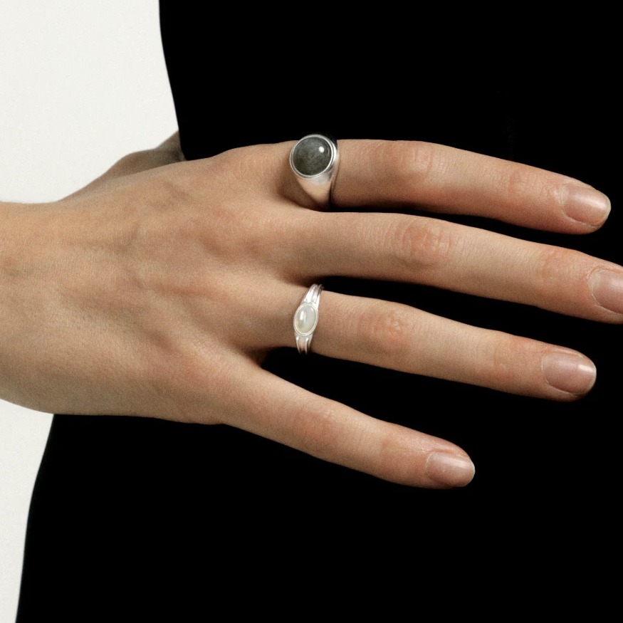 Mother-of-Pearl Sterling Silver Adjustable Ring — original source image