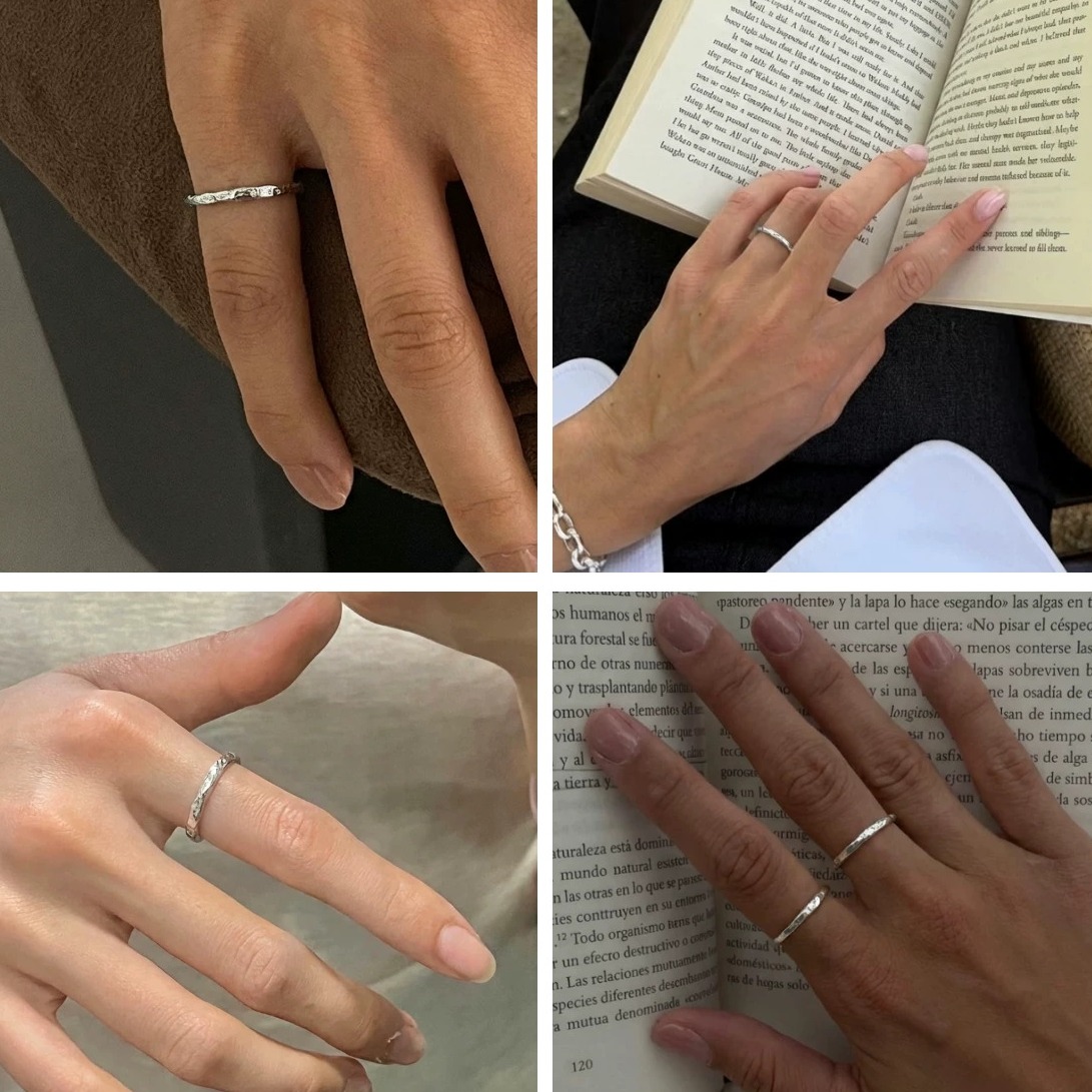 Handcrafted Sterling Silver Textured Minimalist Ring — original source image