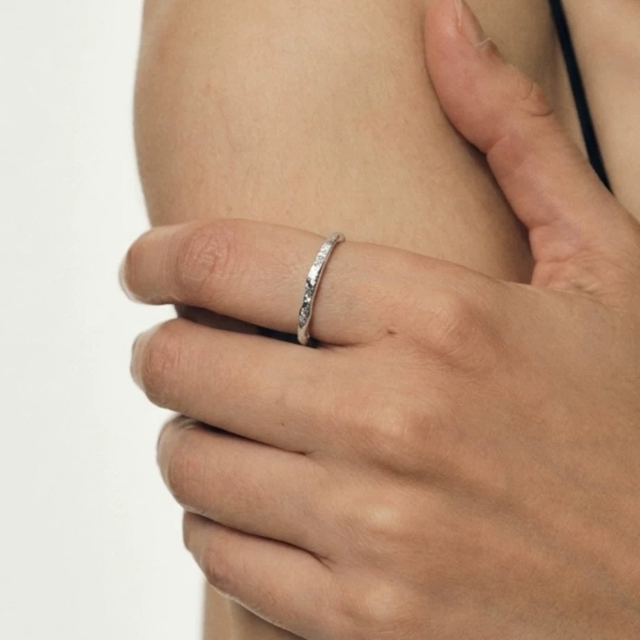 Handcrafted Sterling Silver Textured Minimalist Ring — original source image