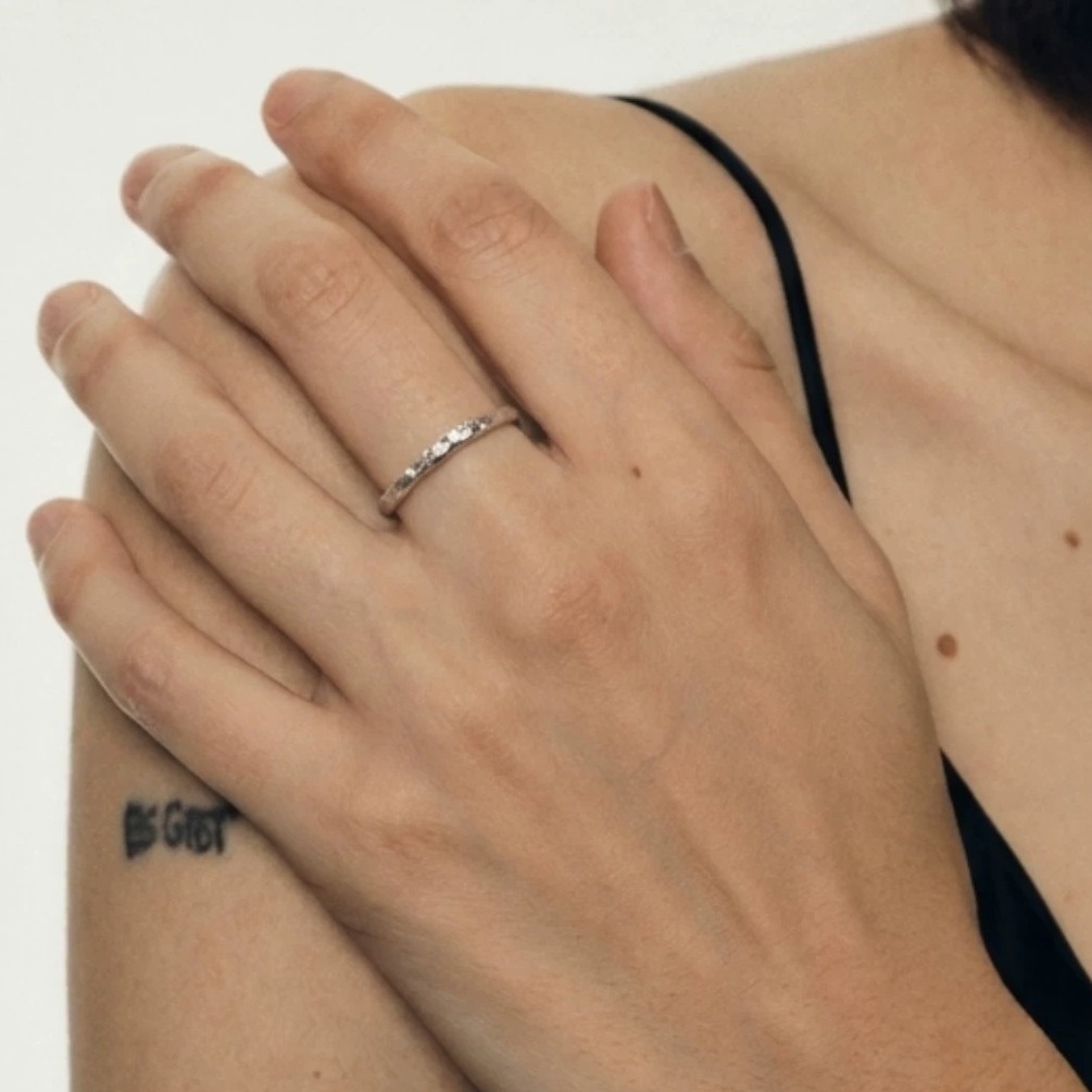 Handcrafted Sterling Silver Textured Minimalist Ring — original source image