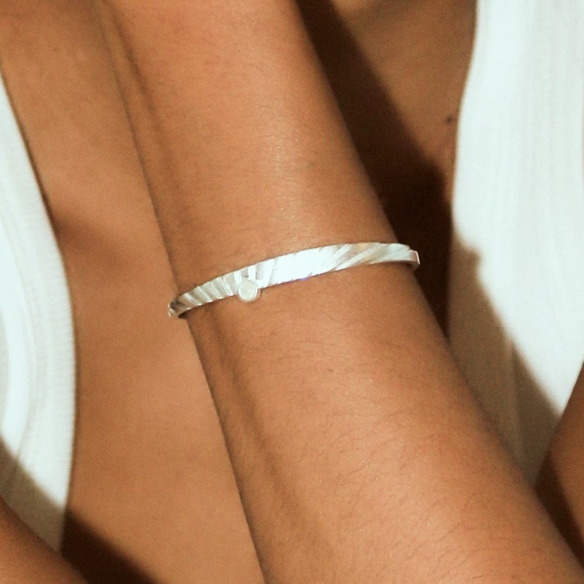 Neo-Vintage Sterling Silver & Mother of Pearl Bracelet — original source image