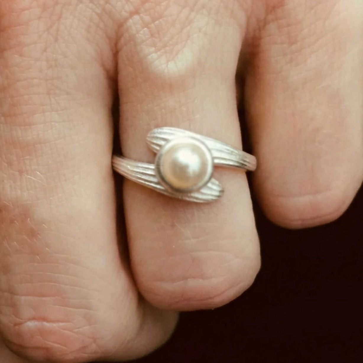 Handcrafted 925 Sterling Silver and Pearl Ring — original source image