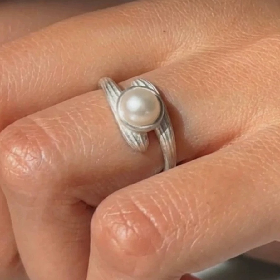 Handcrafted 925 Sterling Silver and Pearl Ring