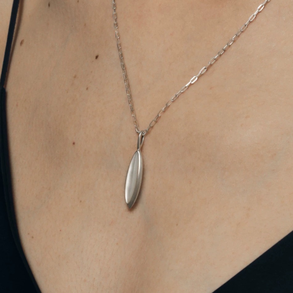 Geometric Mother-of-Pearl & 925 Sterling Silver Pendant Necklace — original source image