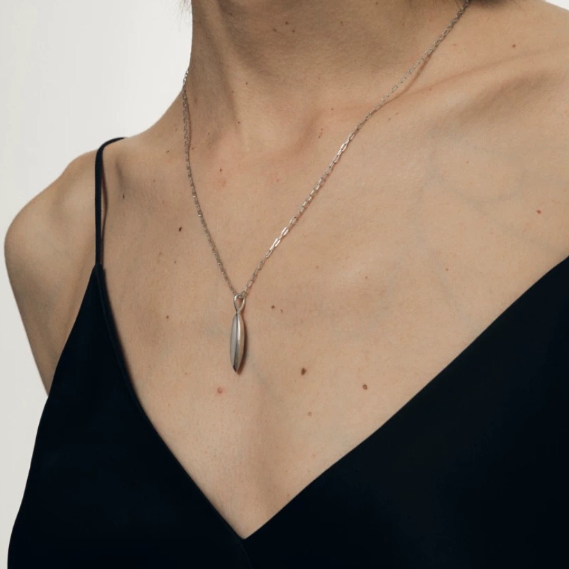 Geometric Mother-of-Pearl & 925 Sterling Silver Pendant Necklace — original source image