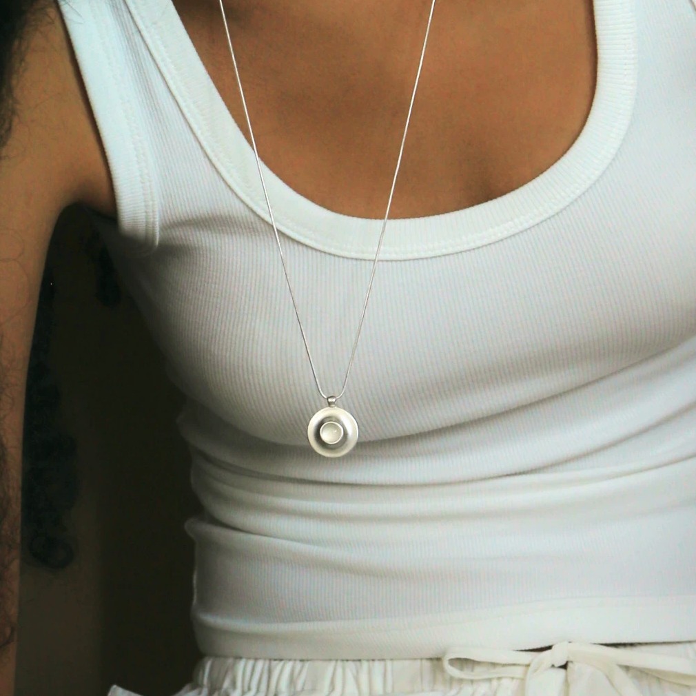 White Agate Sterling Silver Necklace — original source image