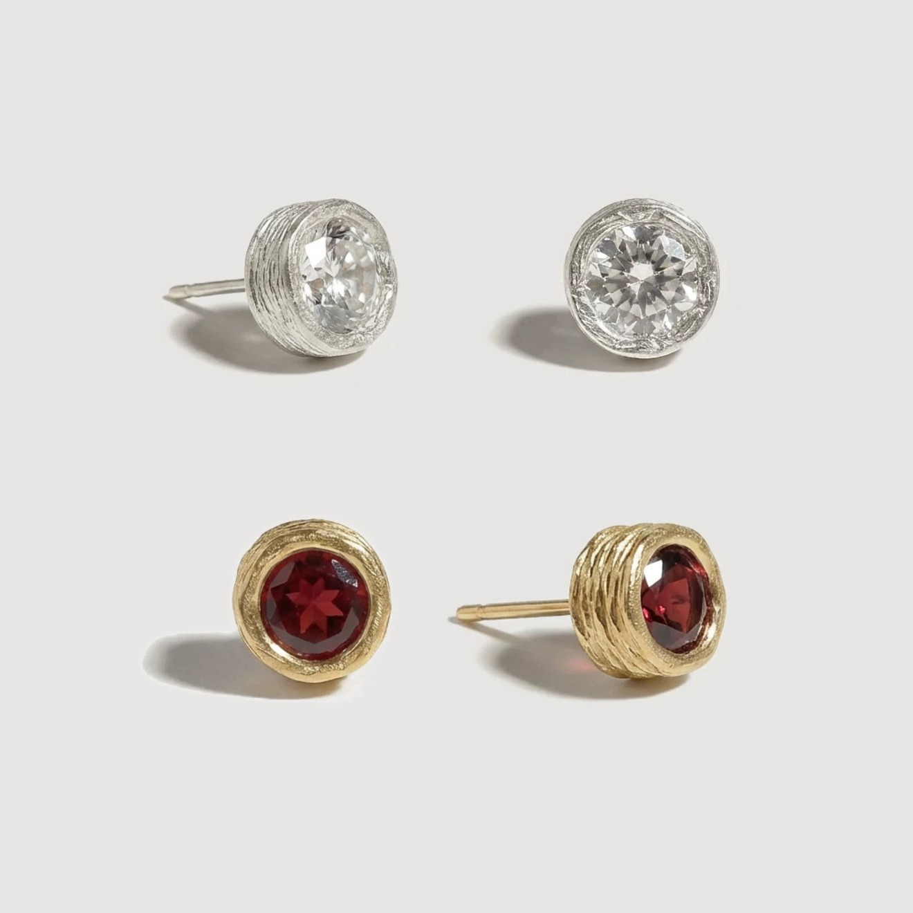 Minimalist 925 Sterling Silver Earrings with Garnet or Moissanite — original source image