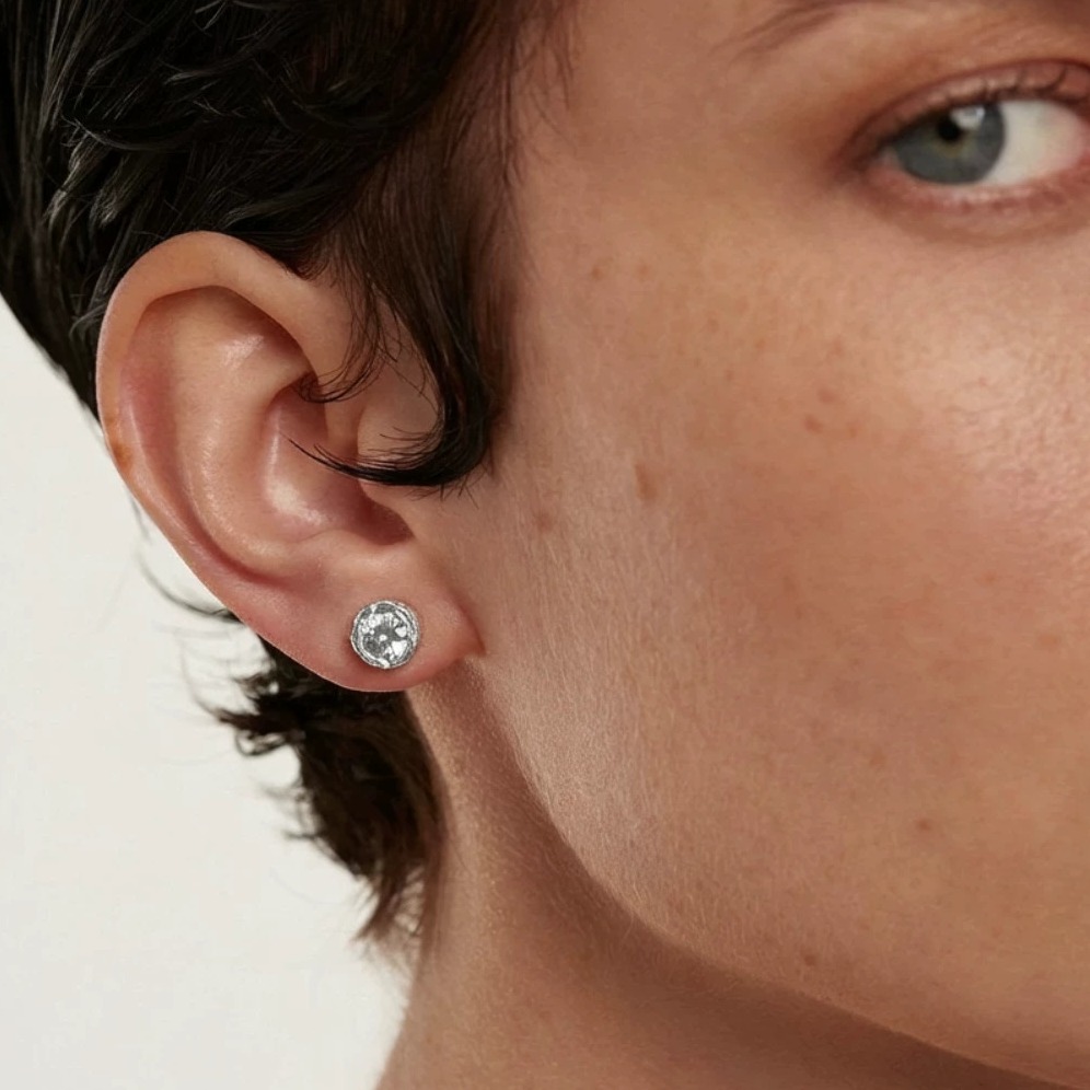 Minimalist 925 Sterling Silver Earrings with Garnet or Moissanite — original source image