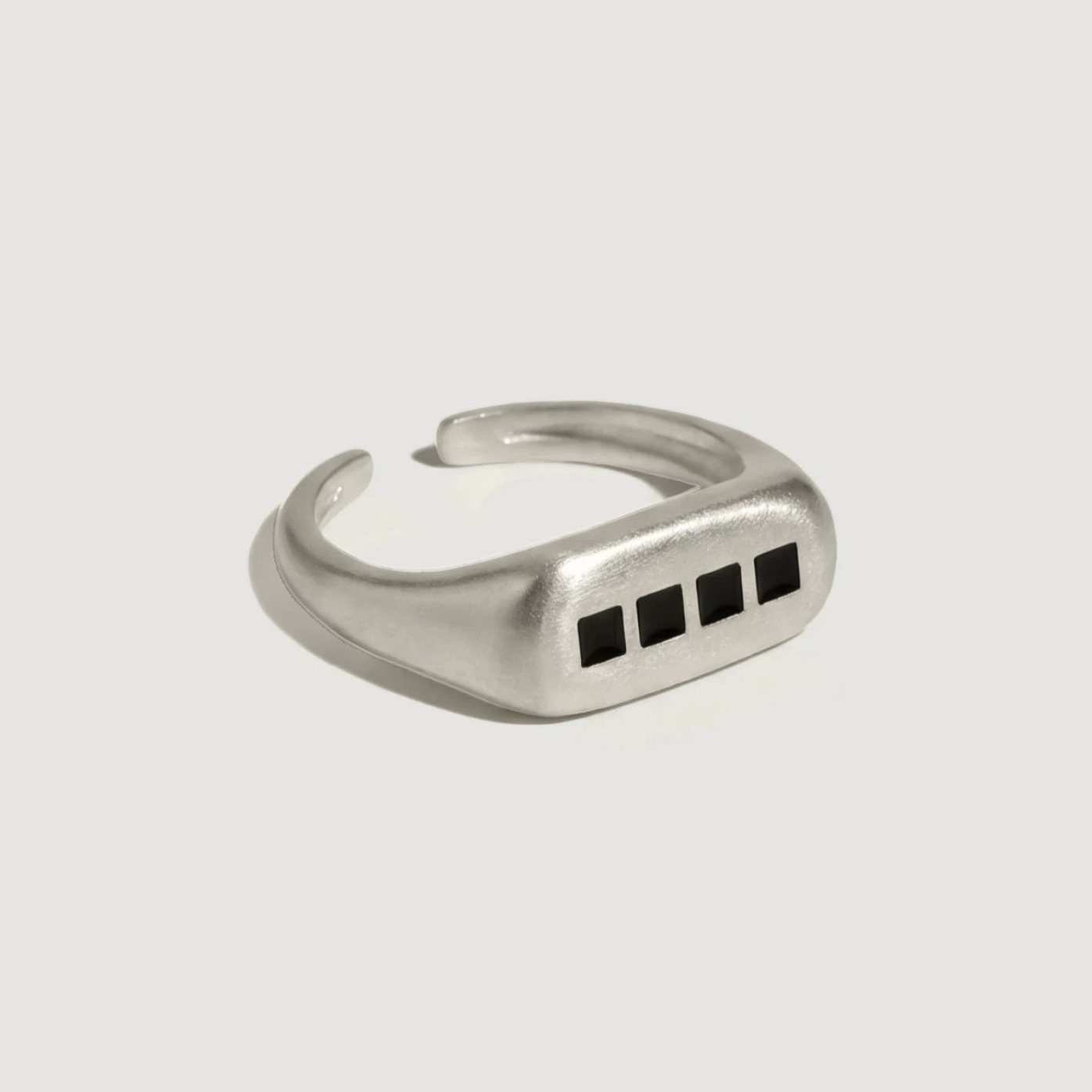 Handcrafted Square 925 Sterling Silver & Black Resin Ring — original source image