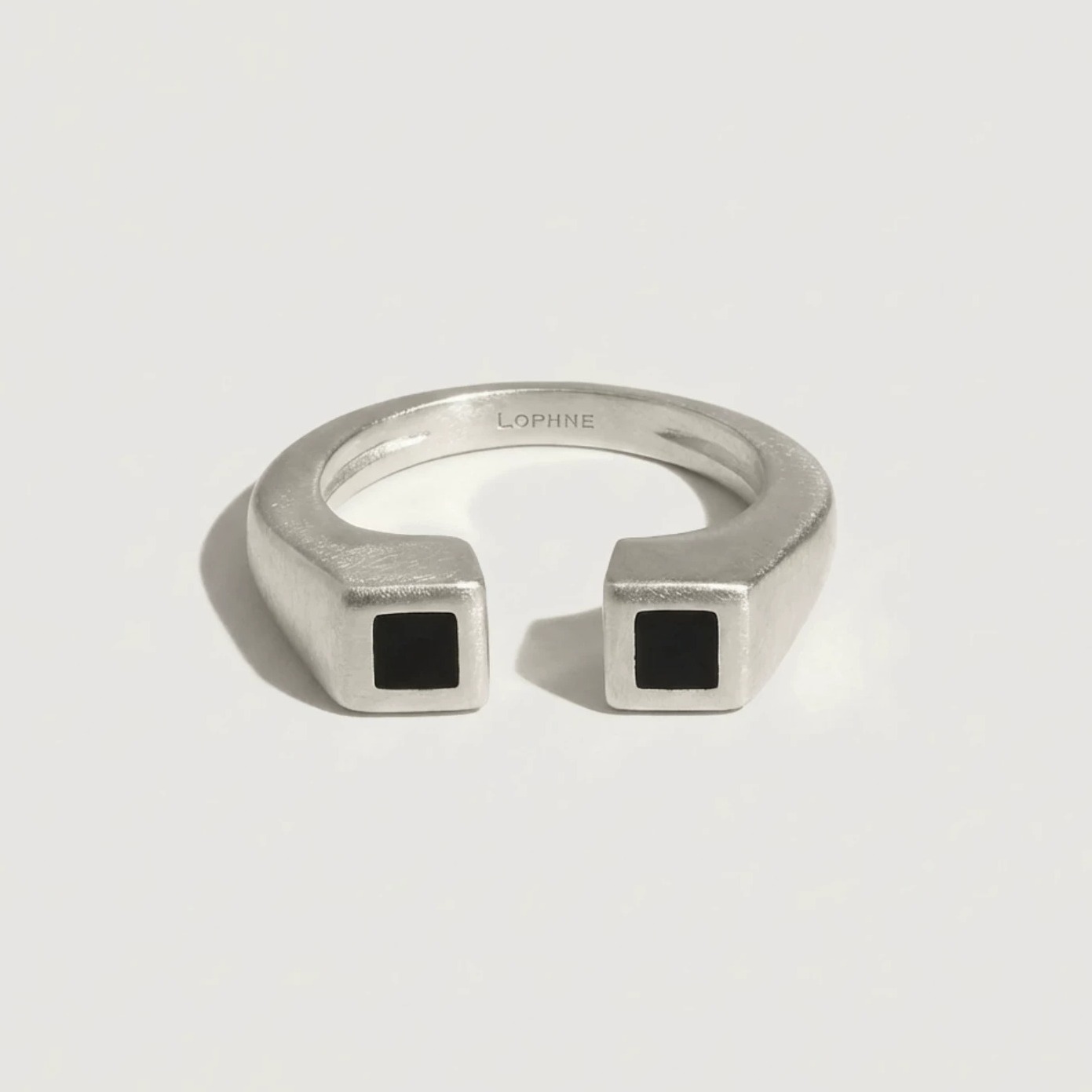 Handcrafted Square 925 Sterling Silver & Black Resin Ring — original source image