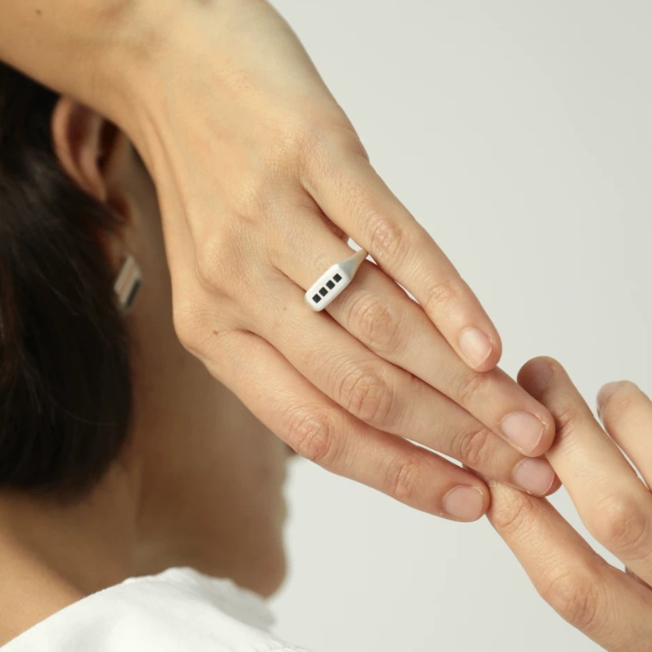 Handcrafted Square 925 Sterling Silver & Black Resin Ring — original source image
