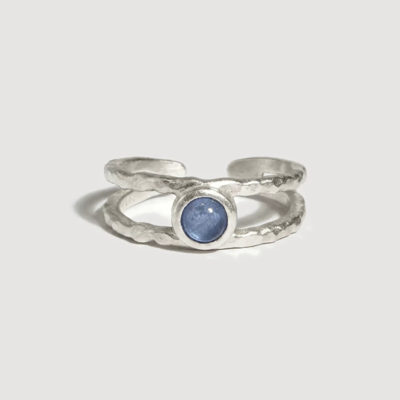 Hand-Forged 925 Sterling Silver Layered Gemstone Ring, Adjustable Vintage Design — original source image