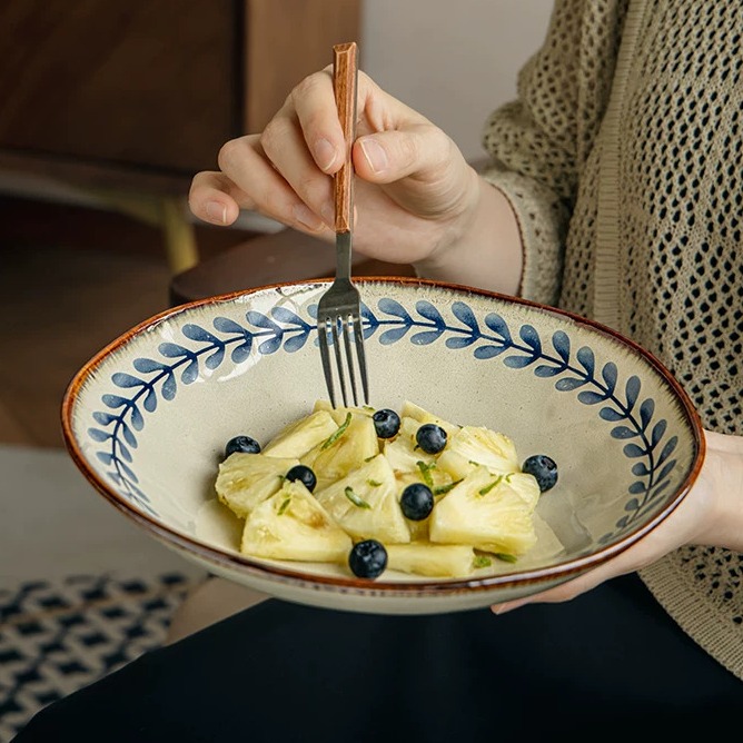 Irregular Handcrafted Ceramic Bowl - 9-Inch Serving Dish product view