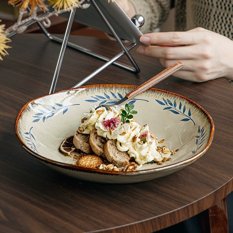 Irregular Handcrafted Ceramic Bowl - 9-Inch Serving Dish product view