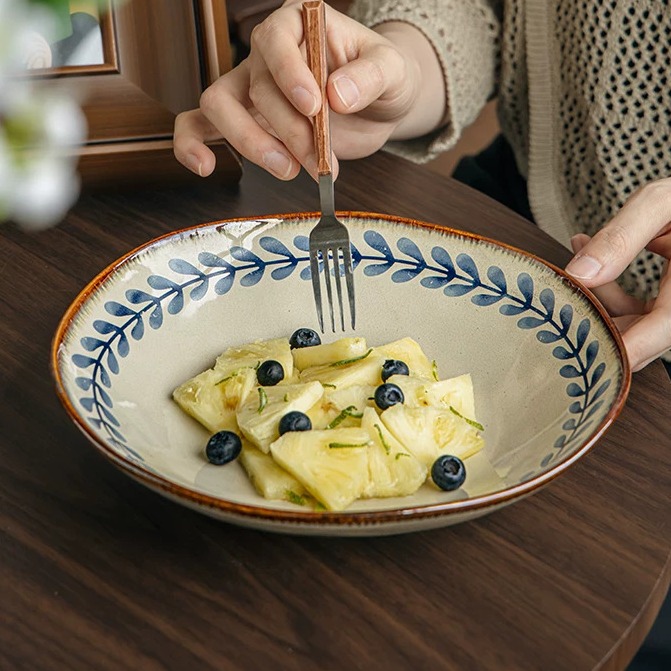 Irregular Handcrafted Ceramic Bowl - 9-Inch Serving Dish product view