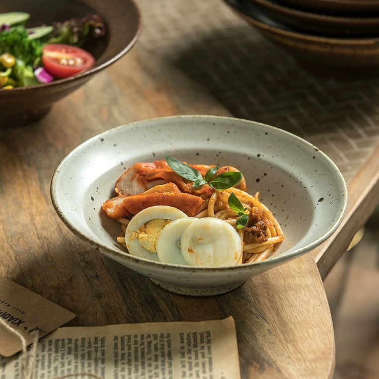 Rustic Ceramic Straw Hat Bowl product view