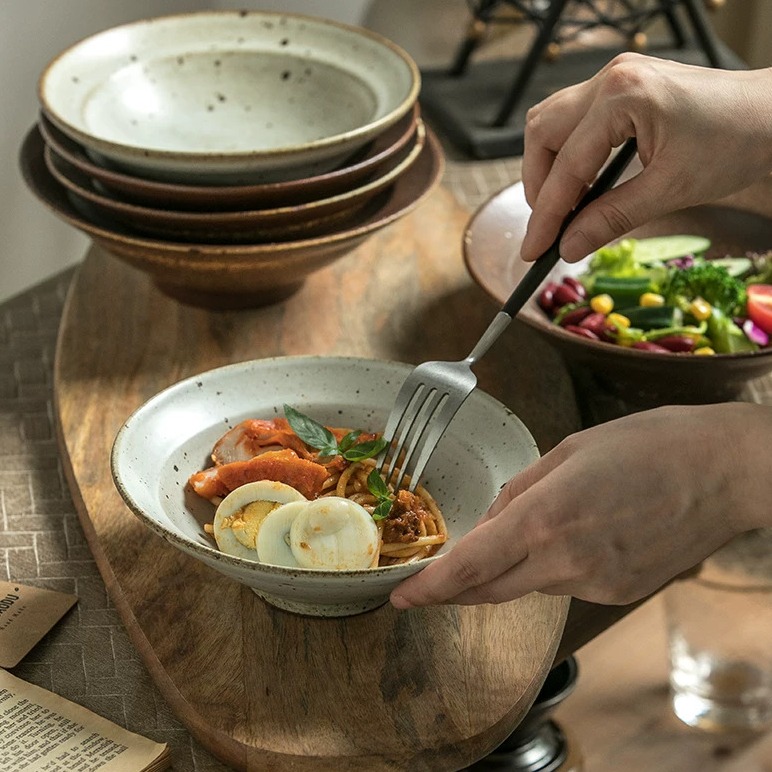 Rustic Ceramic Straw Hat Bowl product view