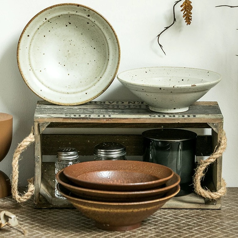 Rustic Ceramic Straw Hat Bowl product view