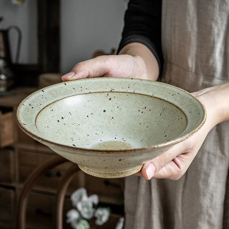 Rustic Ceramic Straw Hat Bowl product view