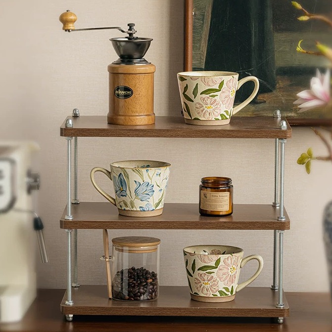 Artisan Ceramic Mug by Linsen Ceramics - Rain Lily & Pink Hibiscus Collection product view