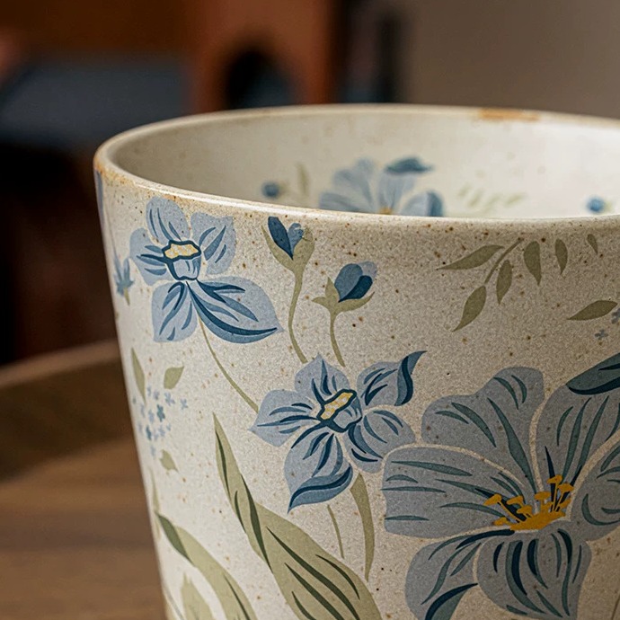 Artisan Ceramic Mug by Linsen Ceramics - Rain Lily & Pink Hibiscus Collection product view