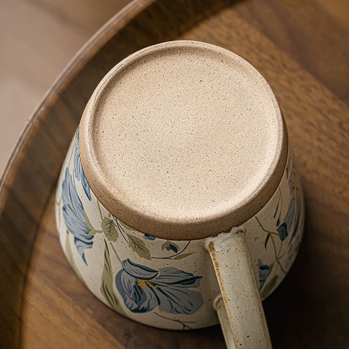 Artisan Ceramic Mug by Linsen Ceramics - Rain Lily & Pink Hibiscus Collection product view