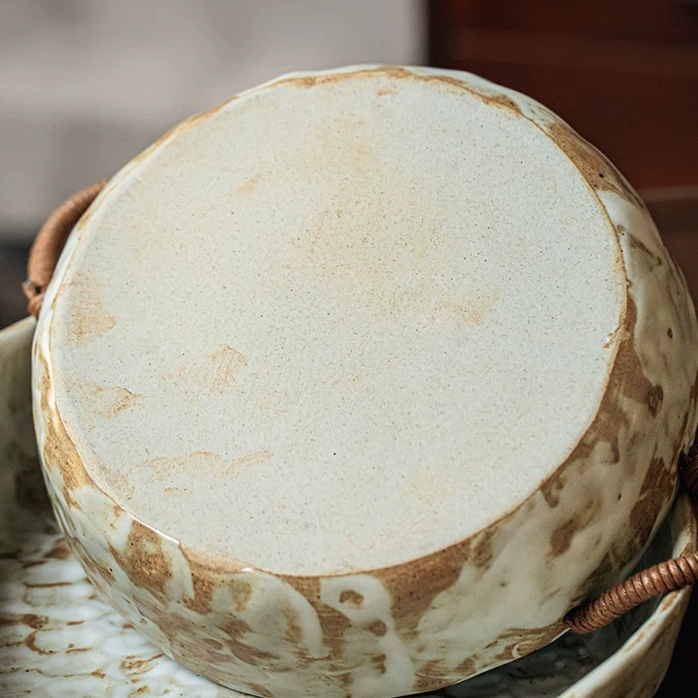 Hand-Finished Stoneware Bowl with Jute-Wrapped Handles product view