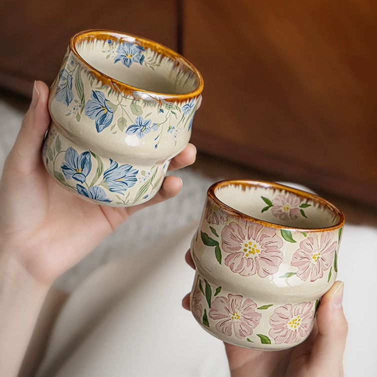 Hand-Painted Floral Ceramic Coffee Mug product view