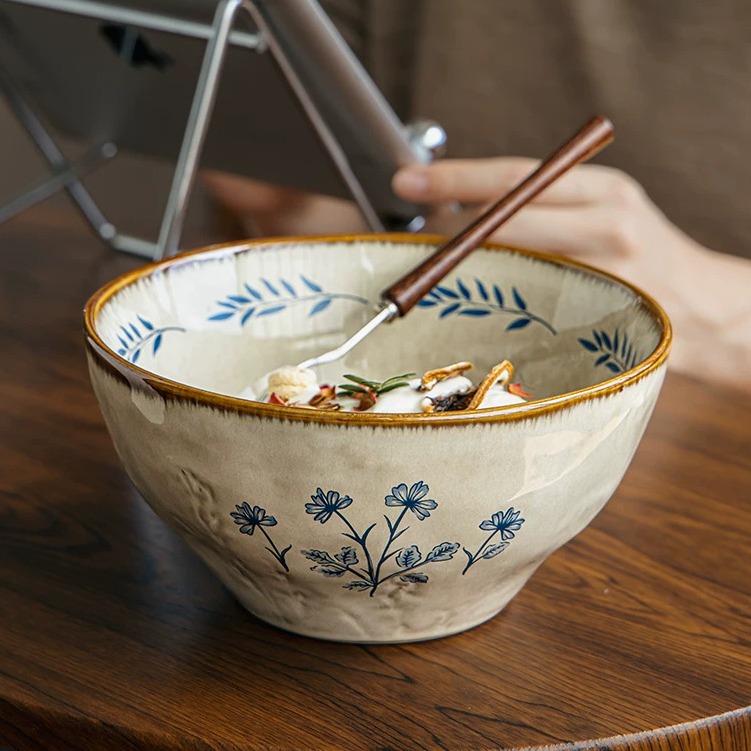 Hand-Thrown Ceramic Serving Bowl - 7-inch product view