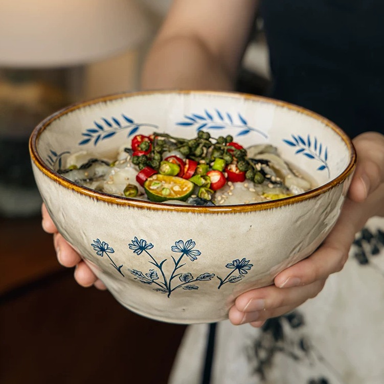 Hand-Thrown Ceramic Serving Bowl - 7-inch product view
