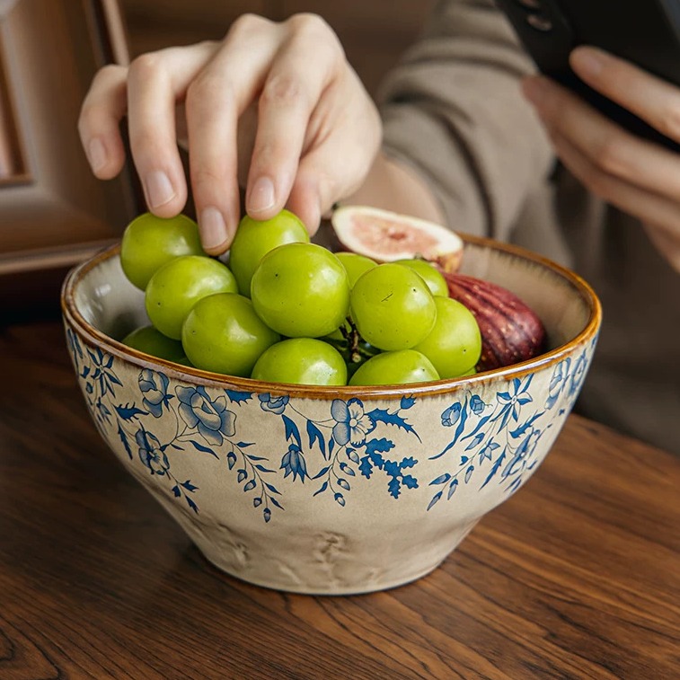 Hand-Thrown Ceramic Serving Bowl - 7-inch product view