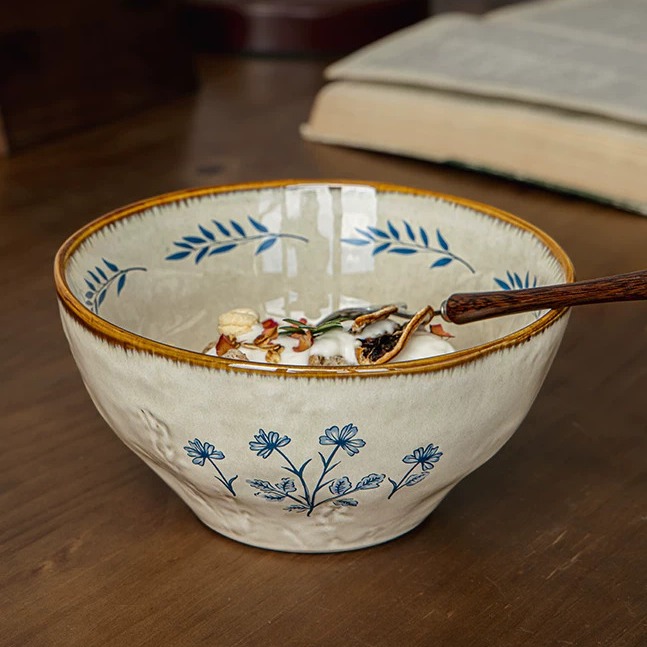 Hand-Thrown Ceramic Serving Bowl - 7-inch product view