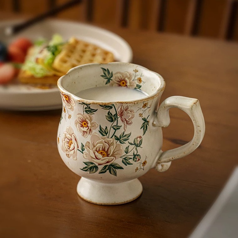 Hand-Thrown Floral Stem Ceramic Mug product view