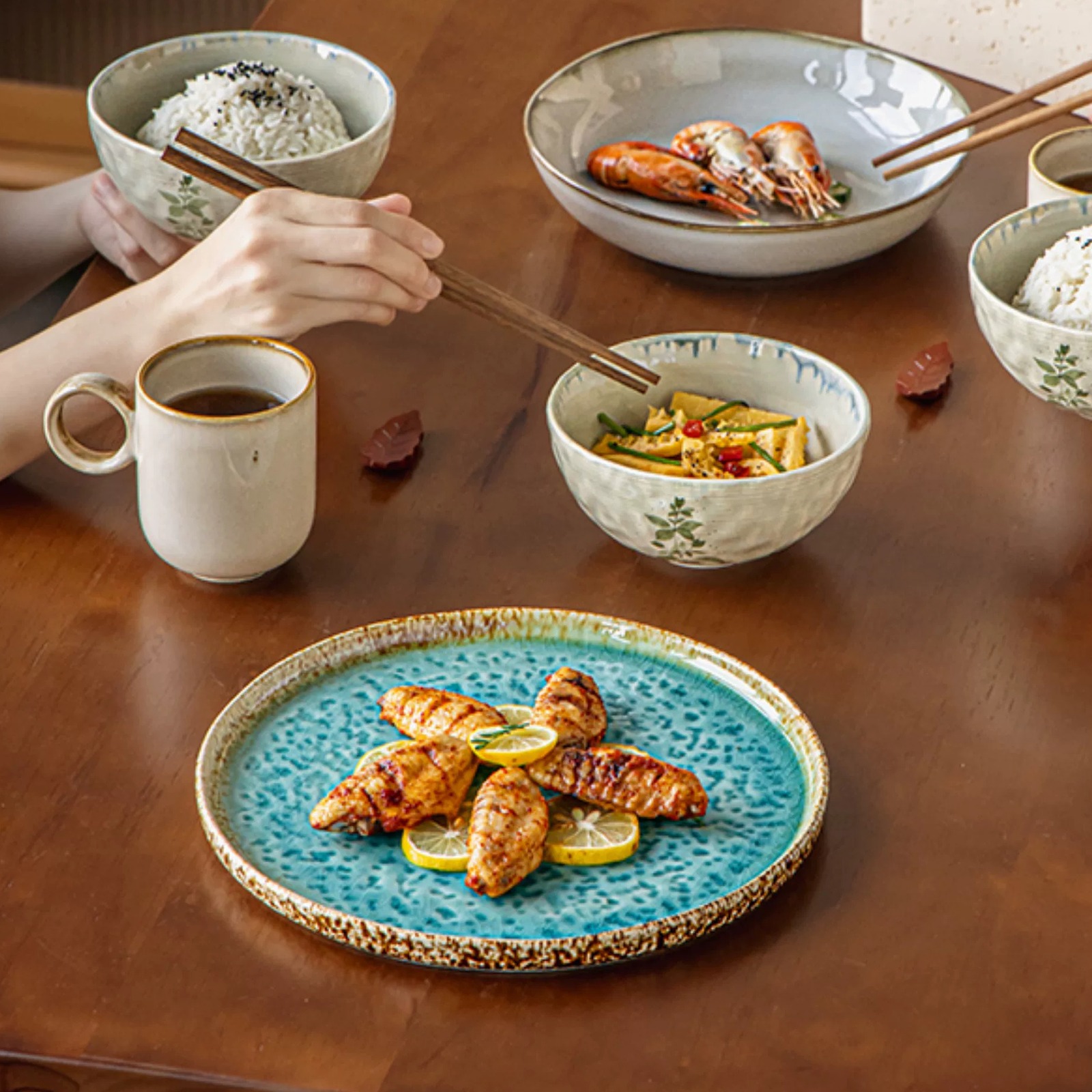 Ice Crackle Glaze Ceramic Dinner Plate product view