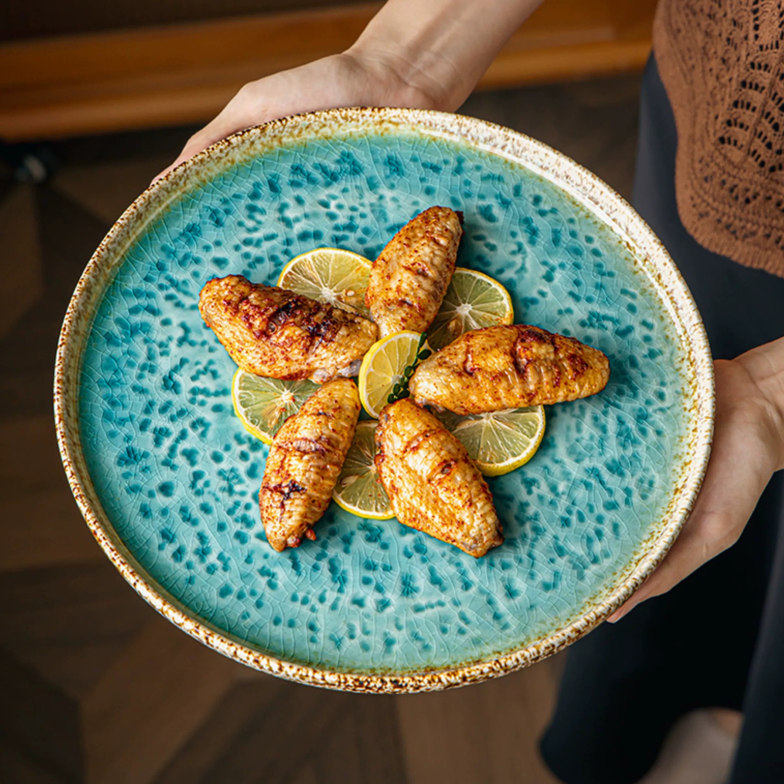 Ice Crackle Glaze Ceramic Dinner Plate product view