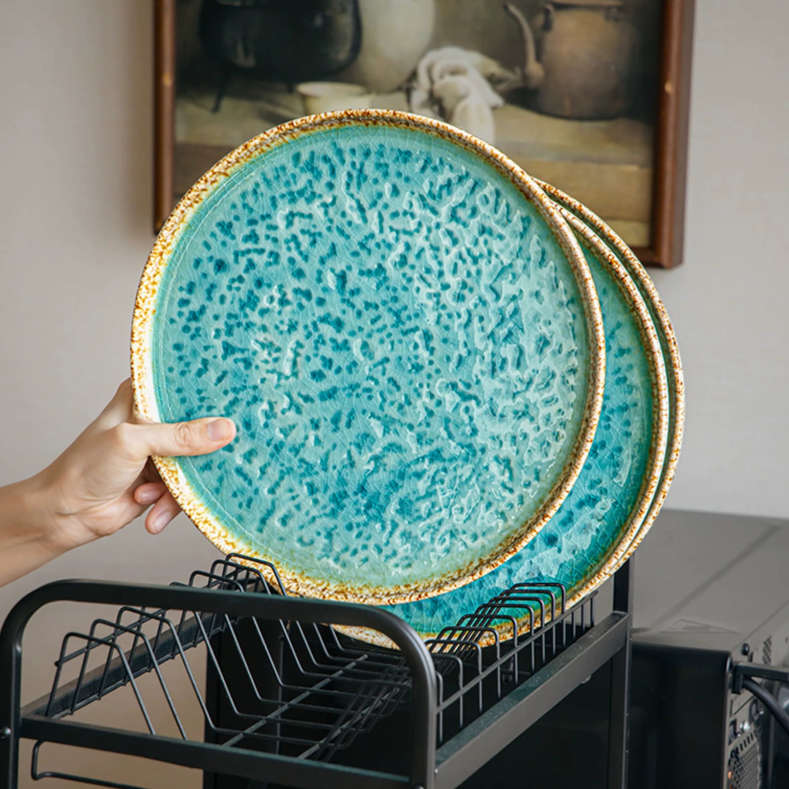 Ice Crackle Glaze Ceramic Dinner Plate product view