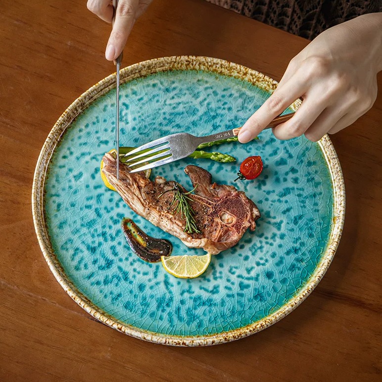 Ice Crackle Glaze Ceramic Dinner Plate product view