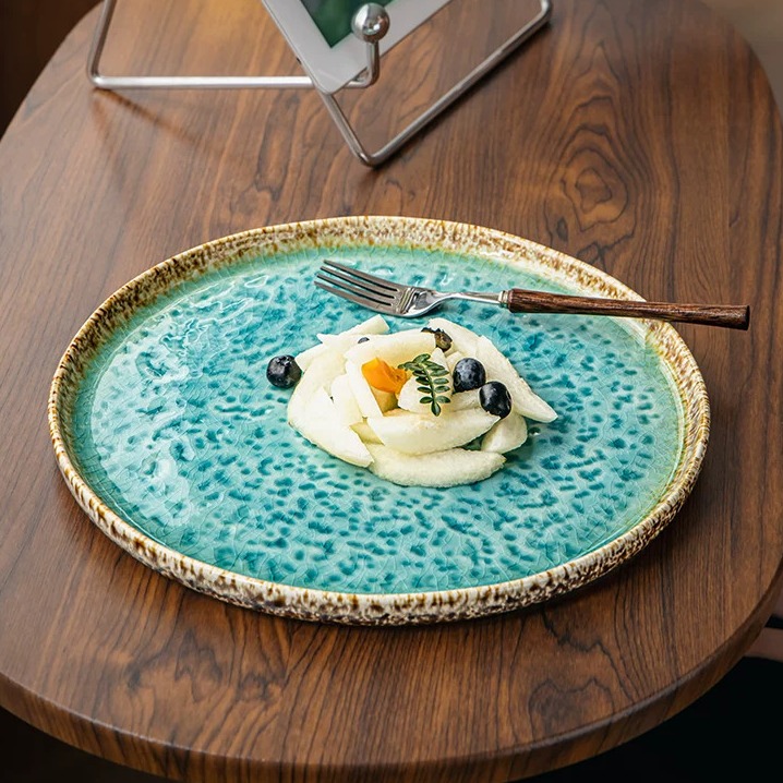 Ice Crackle Glaze Ceramic Dinner Plate product view