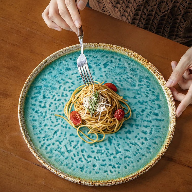 Ice Crackle Glaze Ceramic Dinner Plate product view